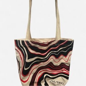Shiseido Canvas Tote with Black and Red Waves